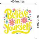 Believe in Yourself Quote Positive Life Quotes Pastel Color Flowers Wall Decal Wall Dcor Vinyl Sticker Size: 28 x 28