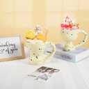 Koythin Ceramic Coffee Mug, Creative Cups with Large Handle, Mugs for Office and Home, 8.5 oz/250ml Perfect for Coffee Milk Tea Latte Oatmeal (Goblet Colorful