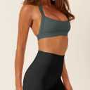 2 x LASLULU Womens Halter Sports Bras Scoop Neck Workout Tops Padded Sleeveless Backless Yoga Crop Gym Tank Tops (XL)