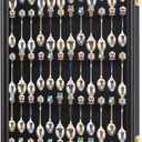 DisplayGifts 60 Souvenir Spoon Tea Spoon Display Case Rack Holder Wall Cabinet Frame, UV Protection, Lockable Door (Black Finish)