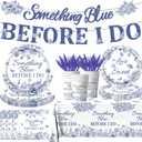 142PCS Something Blue Before I Do Bridal Shower Decorations Bridal Shower Party Favors for 20 Guests Blue Floral Plates and Napkins Tableware Set for Wedding Engagement