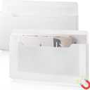 2 Pcs Magnetic File Holder Wall Hanging Large Pocket Magazine Organizer Paper Mail Letter for Refrigerator Classroom Locker Whiteboard(Horizontal,White Clear,13.8 x 8.3 Inches)