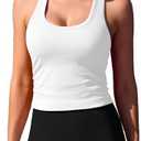 ATTRACO Cropped Workout Tops for Women Tight Side Ruched Tank Tops Built in Bra Athletic Yoga Gym Top, XL