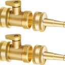 Garden Hose Nozzle Brass Jet High Pressure Water Sprayer with Heavy Duty Solid Metal Shutoff Valve, Durability Power Washer 3/4" GHT Connector for Garden & Lawn, Car Wash, 4 counts (2 packs)