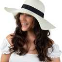 Women Floppy Sun Hat with Wide Brim—Foldable Roll-Up Straw Beach Hat UPF 50