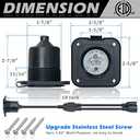 15 Amp RV Shore Power Inlet, EilxMag 125V Flanged Inlet Power Inlet Port Plug NEMA 5-15P RV Outlet with Integrated Dual 18" Cord ETL Approved