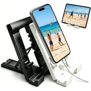 2 x 2 Pack Foldable Phone Stand for Desk, Adjustable Cell Phone Holder | Portable Compact Tablet Stand for Most Sizes(4″-14″), Desktop Phone Stand for Video Calls, Online Classes and Video Meetings