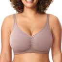 BRABIC Wireless Bras for Women Full Coverage Comfortable No Underwire Everyday Bras Comfort V Neck Push Up Bralettes (Beige, S)