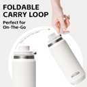 Greylock 20 oz Insulated Water Bottle with Straw Lid, Reusable Stainless Steel Sports Water Bottles with Foldable Handle, Leak Proof, Double-Wall Vacuum Insulation, 24 Hours Cold (White)