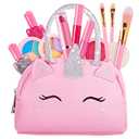 Kids Real Makeup Kit with Pink Unicorn Purse, Non Toxic Washable Make Up Set - Unicorn Toys for Girls Age 4-6, Valentines Day Gifts for Kids, Birthday Gift for Girl Ages 3 4 5 6 7 8 9 10 Years Old