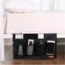 Bedside Storage Organizer - 6 Pockets, Table Cabinet Caddy for Remotes, Phone, Glasses (Black)