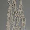 Macrame Plant Hangers for Indoor and Outdoor Use, Set of 3 Hanging Plant Pots Holders with Hooks, Ivory Cotton Rope, Tassel-Free, Fits 6" to 10" Pots, Rope Lengths 35", 26", 20", (No Pots Included)