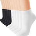 J-BOX Women's Cotton Athletic Socks - Low Cut, Casual, 8/10 pairs (9-11, Black5+white5)