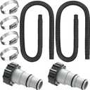 Saintrygo 2 Pack Thickened Pool Hose for Above Ground Pools 1.5 Inches Diameter 59 Inches Length Replacement Swimming Pool Pump Hose with 4 Pcs Clamps and 2 Replacement Adapter (Black)