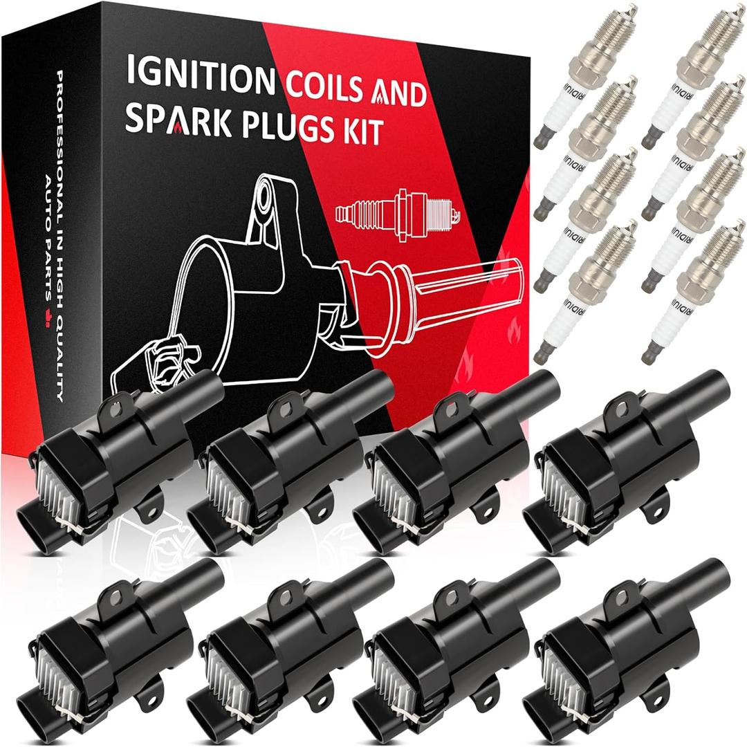 ALEGE Set of 8 UF262 Iridium Spark Plugs Ignition Coils Pack Fit for GMC Yukon XL 2500 6.0L 2000-2006 for Buick Rainier 5.3L 2004-2005 for Chevrolet Silverado 1500 5.3L 1999-2006