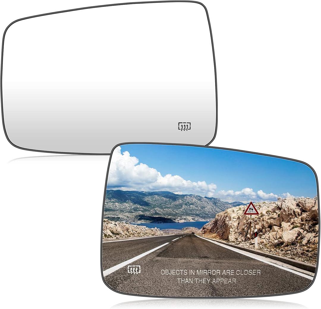 Left & Right Side Heated Convex Mirror Glass Fits for 2009-2017 Dodge Ram 1500, 2010-18 Ram 2500 Replacement for 68079363AA 68050299AA 1 Pair