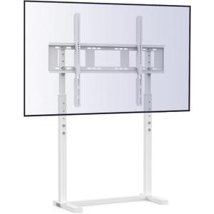 unho Universal Against The Wall TV Stand Floor: Free Standing Mount Stand with Height Adjustable Bracket for TV Bench Compatible with 32-85 inch Flat Panel LED LCD Plasma Screens (White)