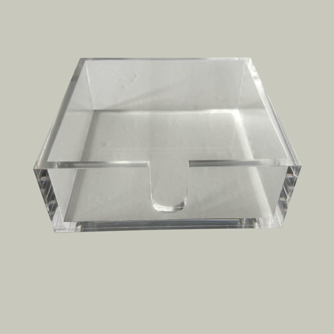 Clear Acrylic Luncheon Napkin Holder, 7x7x2 Inches, 6mm Thick, U-Shaped Design with Silicone Bumpers