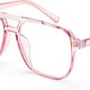 FEISEDY Blue Light Blocking Glasses Fake Nerd Clear Square Computer Lightweight Pilot Glasses Frame Oversized B2866 (Transparent Pink Frame)