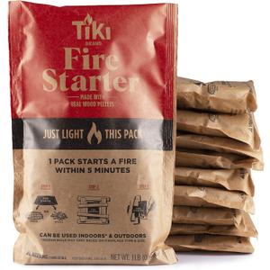 Tiki Fire Starter 10-Pack Easy-to-Use Wood Pellet Fire Starters for Smokeless Outdoor Fire Pits & Indoor Fireplaces, Quick Lighting for Smokeless Fires, Ideal for Camping, Backyard, and Fireplaces