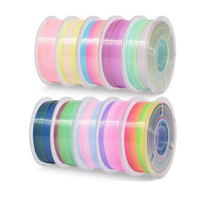 Silk Rainbow PLA 3D Printer Filament, 10 Rolls,1KG Spool (2.2lbs) 1.75mm 3D Printing Multicolor Gradient Filament Bundle for Most FDM 3D Printers,10 Different Silk Rainbow Colors, 10 PCSx1Kg