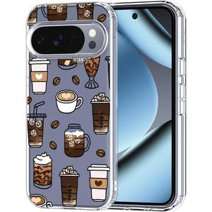 MOSNOVO Case for Google Pixel 10 Pro XL, [Buffertech 6.6ft Military-Grade Drop Protection] [Anti Peel Off Tech] Clear TPU Bumper Phone Case Cover Design - Coffee