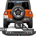 Nilight Rear Bumper with Spare Tire Carrier Compatible for 2018-2025 Wrangler JL JLU Unlimited2/4 Doors) 2" Hitch Receiver w License Plate Bracket 2 LED Lights D-rings