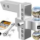 LOCAME Adjustable Trailer Hitch, Fits 2.5-Inch Receiver, 6-Inch Drop/Rise Aluminum Drop Hitch,18,500 LBS GTW-Tow Hitch for Heavy Duty Truck with Double Stainless Steel Locks, LC0026 (Silver)