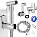 Handheld Bidet Sprayer for Toilet: Premium Stainless Steel Cloth Diaper Sprayer Set, Upgraded Jet Sprayer for Toilet w/Leakproof Hose, High Pressure Bathroom Bidet Sprayer Set Muslim Shower (Silver)