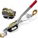 Come Along Winch 2T,Pulling Capacity 12 FT Steel Cable 2 Hooks,Heavy Duty Come Along Tool with Dual Gears,Heavy Duty Hoist Cable Puller for Vehicle Rescue