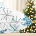 CaliTime Christmas Throw Pillow Covers Decorative 18 X 18 Inches Pack of 2 Cozy Fleece Snowflakes Cushion Cases for Holiday Couch Sofa Bed Living Room Home Smoke Blue Grey