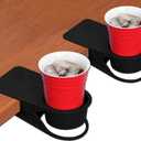 2PCS Drinking Cup Holder Clip, Kalolary Desk Bottle Cup Stand DIY Glass Clamp Storage Saucer Clip Water Coffee Mug Holder Saucer Clip Design for Home & Office, Black