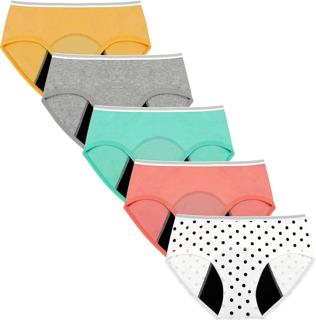 Teen Girls Period Panties For Heavy Flow High Absorbency First Period Starter Underwear Menstrual Leakproof Briefs (8-10 Years, Multicolor-g1)