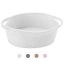 ABenkle Small Baskets with Handles - Decorative Durable Rope Woven Shelf Storage Organizer Bin, Gift Basket for Mother's Day Easter Baby Shower, 12"x8"x5", White (1 Pack)