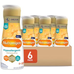 Enfamil Nutramigen Hypoallergenic Baby Formula with Iron, Lactose Free, Colic Relief from Cow's Milk Allergy Starts in 24 Hours, Brain Building DHA, Probiotic LGG for Immune Support, 32 Fl Oz, 6 Count, EXP: DEC 01 2026