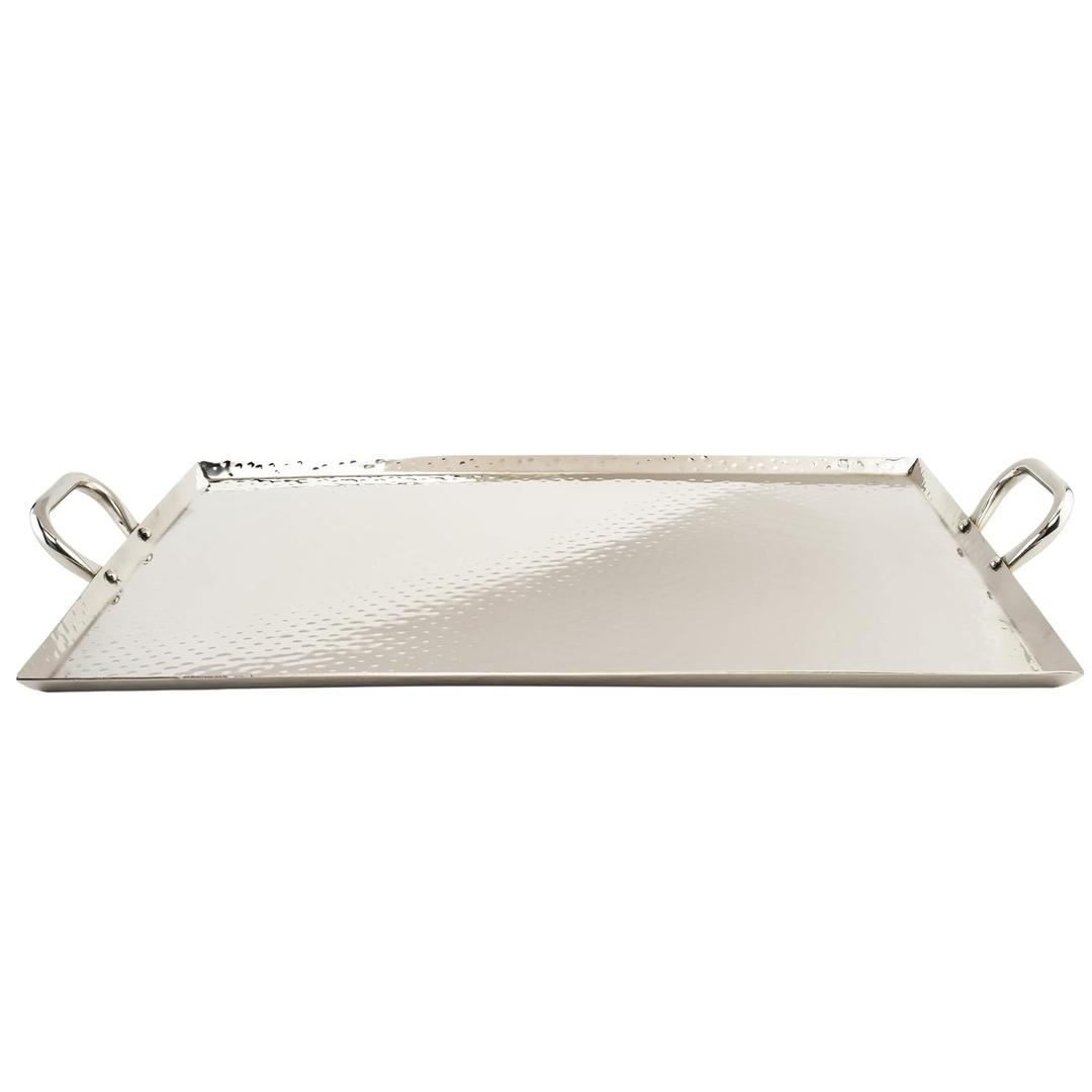G.E.T. SSTPD-1915-MP Heavy-Duty Metal Serving/Ottoman Tray with Handles, 19" x 15", Mirror Polished Steel