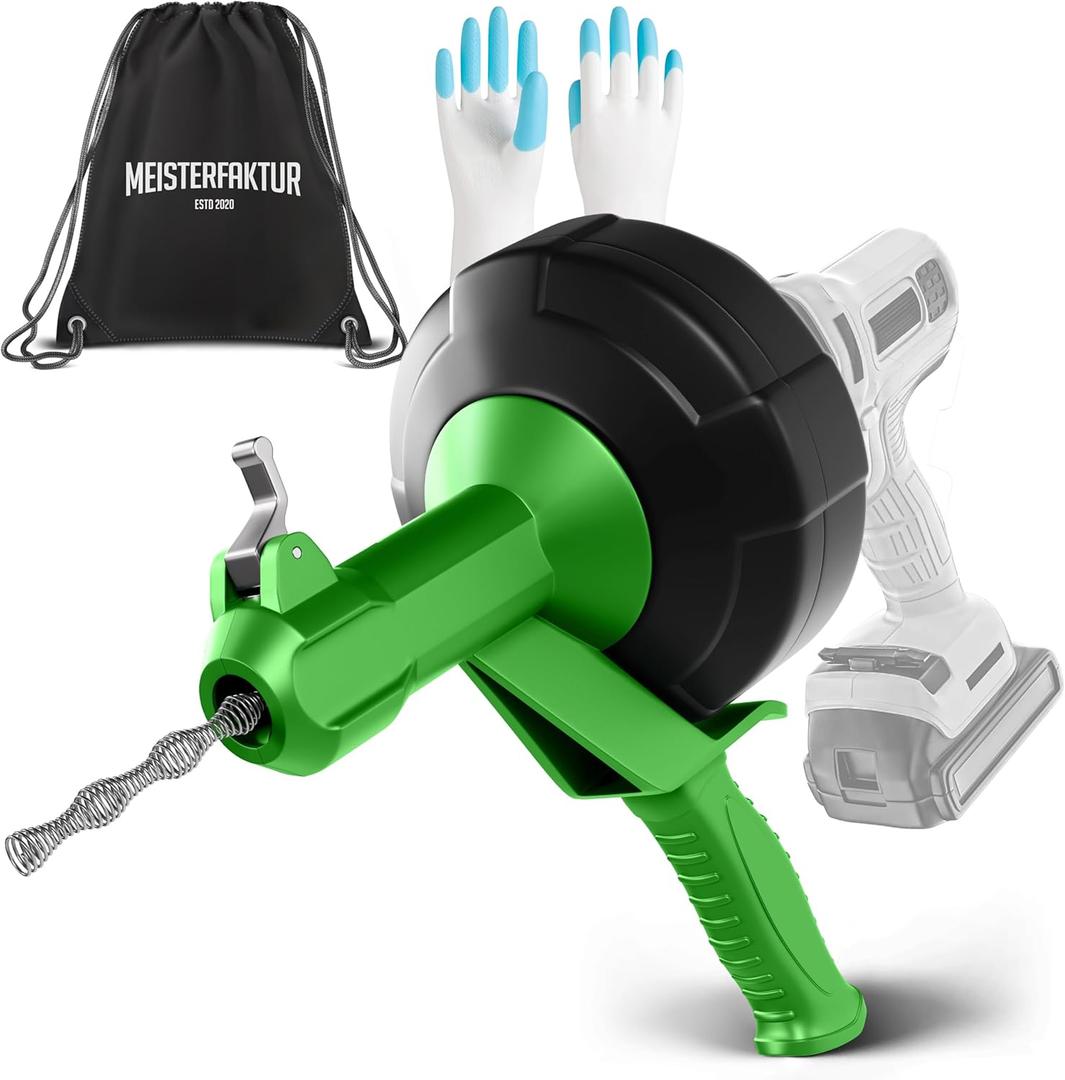 drain snake [25 FT] - Auto Feed - Ideal plumbing snake for sink and drain unblocking - Solid drain auger for real DYIs! (25 FT - 1/4 inch)