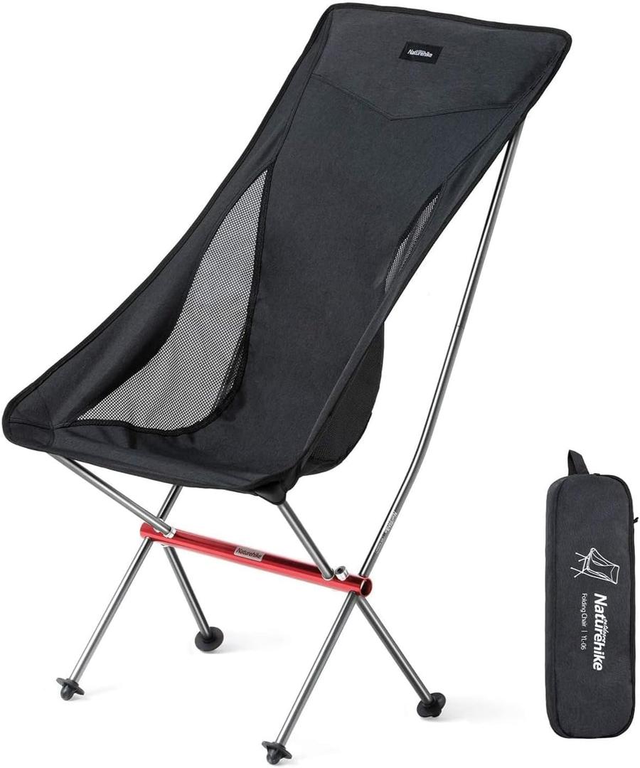 Naturehike Camping Chair, Foldable with Storage Bag, Outdoor Portable Chair for Adults, Lightweight, Supports 330lbs, Backpacking Chair for Fishing, Hiking, Beach, Lawn (Large)
