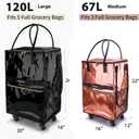 Reusable Grocery Bag on 5 Wheels, Foldable Rolling Tote Bag with Handle and Zipper Cover, Heavy Duty Shopping Cart for Laundry, Market & Travel (Pink, Large_120L)