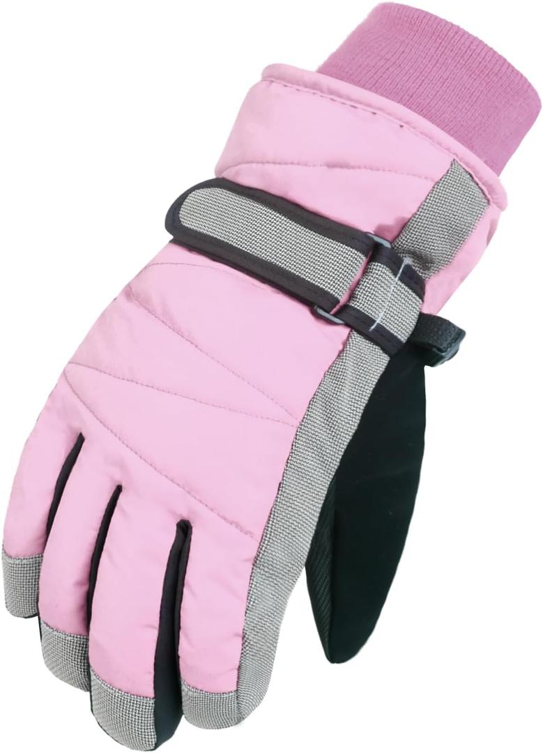 MAGARROW Kids Winter Warm Gloves Windproof Water-Resistant Snow Boys Girls Sport Gloves (Light Pink, 4-6 Years)