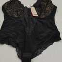 Popilush Shapewear Bodysuit Lace Corset Tops for Large Bust Tummy Control Low Back V Neck Thong Bodysuits for Women (3XL (16-18), Black)