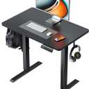 FEZIBO One-Piece Standing Desk Adjustable Height Stand up Home Office Desk, 32x24 Inch Electric Standing Computer Desk, with 4 Memory Presets, Headphone Hook, Black
