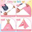 4 Pack Teepee Tent Set with Air Mattress, Sleeping Bag, Star Lights, Pink, 1.6m