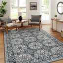 Lahome Area Rugs 6x9 Washable Bedroom Rugs, Large Green Living Room Rug, Non-Slip Dining Room Rug, Vintage Oriental Mandala Soft Indoor Floor Carpet for Playroom Home Office(6'x9', Green)