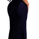 Sexy One Shoulder High Split Maxi Dresses for Women Elegant Bodycon Sleeveless Ruched Club Party Navy Blue Long Dress (Blue, L)