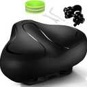 Bicycle Seat, Wide Bike Seat for Men Women, Comfortable Memory Foam Sweatproof Essential Bike Saddle -Dual Shock Absorbing-Best Bike Seat Replacement for Exercise Bikes, Mountain Bikes (Noseless Black)
