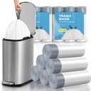 KSSKSS 2.6 Gallon Mini Drawstring Trash Bags, Small Garbage Bags by KSSKSS, Code a fit 10-15 Liter, 2.6-4 Gal, White Trash Bin Liners for Home Office Kitchen Bathroom Bedroom, 120 Counts