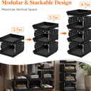 Lifewit Plastic Stackable Storage Baskets, 4 Tier Stacking Bins for Food and Clothes, Multifunctional Organizer for RV, Kitchen, Playroom, Pantry, Black, 35 x 30 x 72 cm/14 x 12 x 28 inch, 1 Pack