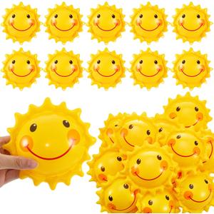 Jexine 24 Pcs Inflatable Beach Balls for Kids Beach Balls for Summer Pool Games Kids Birthday Pool Party Supplies(5 Inch, Sun)