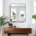 KOCUUY 30x36 Inch Rectangle Bathroom Mirror with Black Metal Frame,Modern Design of Wall Mounted Upgraded Shatterproof Glass, Rounded Corners for Bedroom, Living Room, Entryway